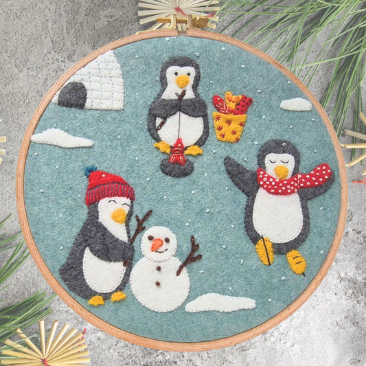 Happy Penguins Felt Appliqué Hoop Kit