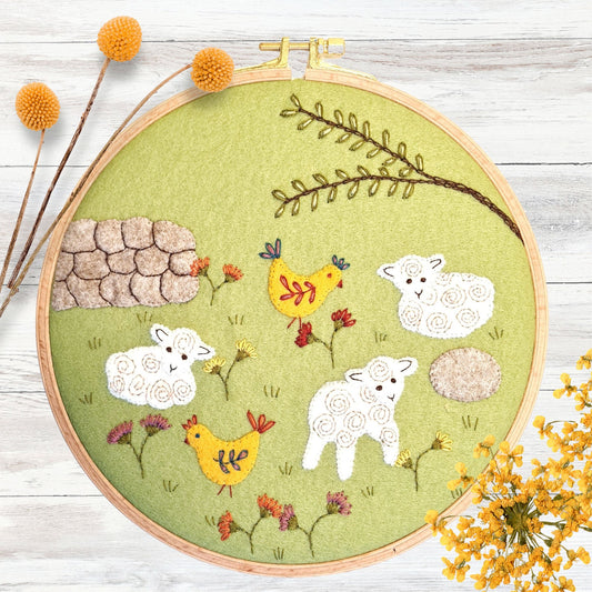 Playing in the Meadow Felt Applique Hoop Kit